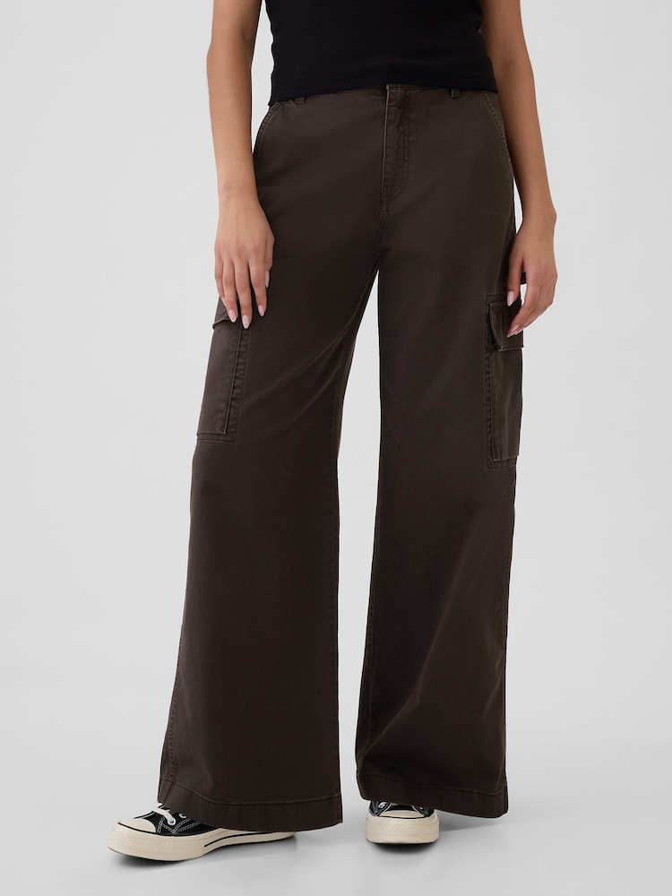 Gap Dark Brown Mid Rise Cotton Baggy Cargo Trousers - Image 2 of 6