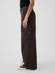 Gap Dark Brown Mid Rise Cotton Baggy Cargo Trousers - Image 4 of 6
