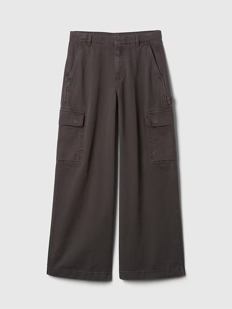 Gap Dark Brown Mid Rise Cotton Baggy Cargo Trousers - Image 6 of 6