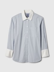 Gap Blue Cotton Oversized Stripe Shirt - Image 5 of 5