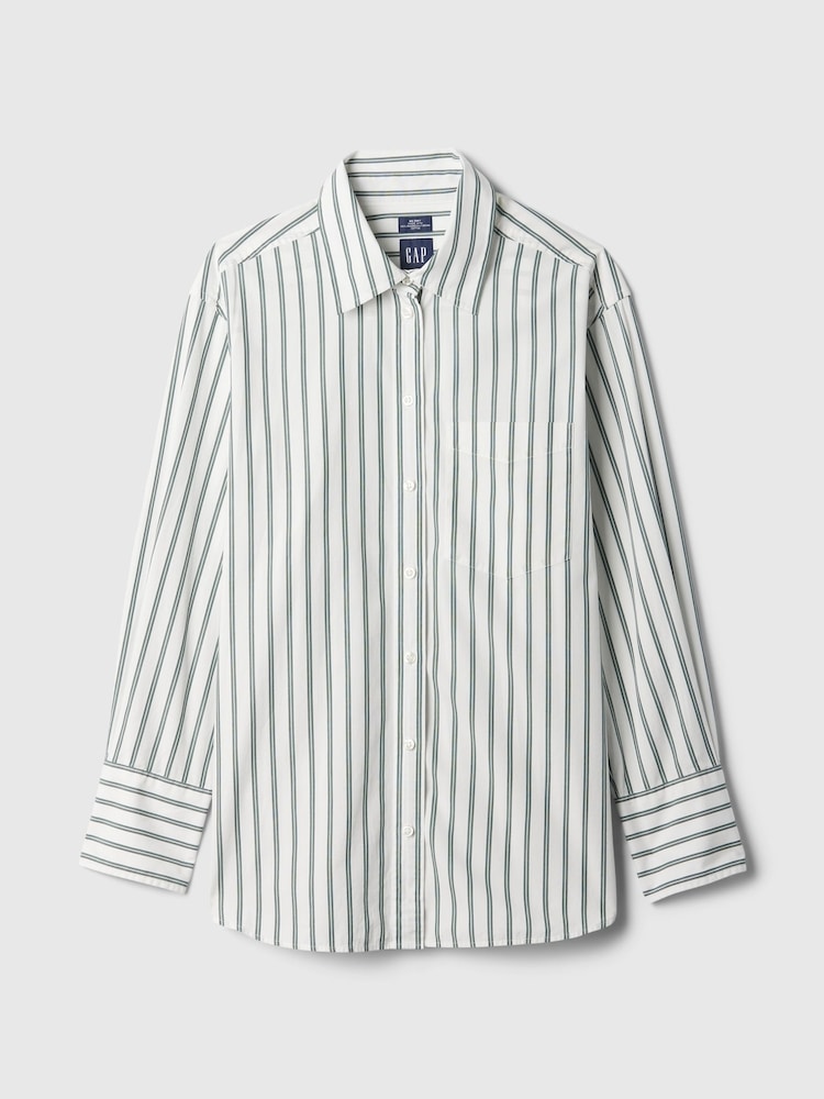 Gap Green Cotton Oversized Stripe Shirt - Image 4 of 4 Gap Green Cotton Oversized Stripe Shirt - Image 4 of 4