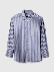 Gap Blue Stripe Cotton Oversized Stripe Shirt - Image 5 of 8