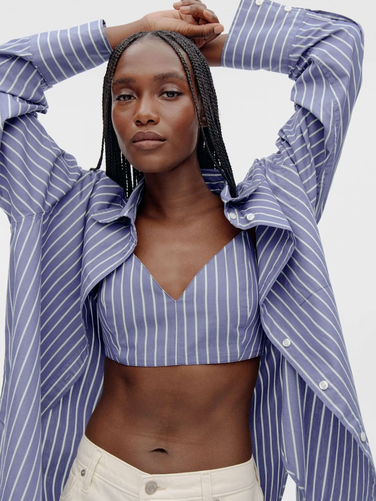 Gap Blue Stripe Cotton Oversized Stripe Shirt - Image 8 of 8 Gap Blue Stripe Cotton Oversized Stripe Shirt - Image 8 of 8