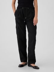 Gap Black Pull On Soft Twill Tapered Cargo Trousers - Image 2 of 5