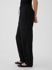 Gap Black Pull On Soft Twill Tapered Cargo Trousers - Image 4 of 5