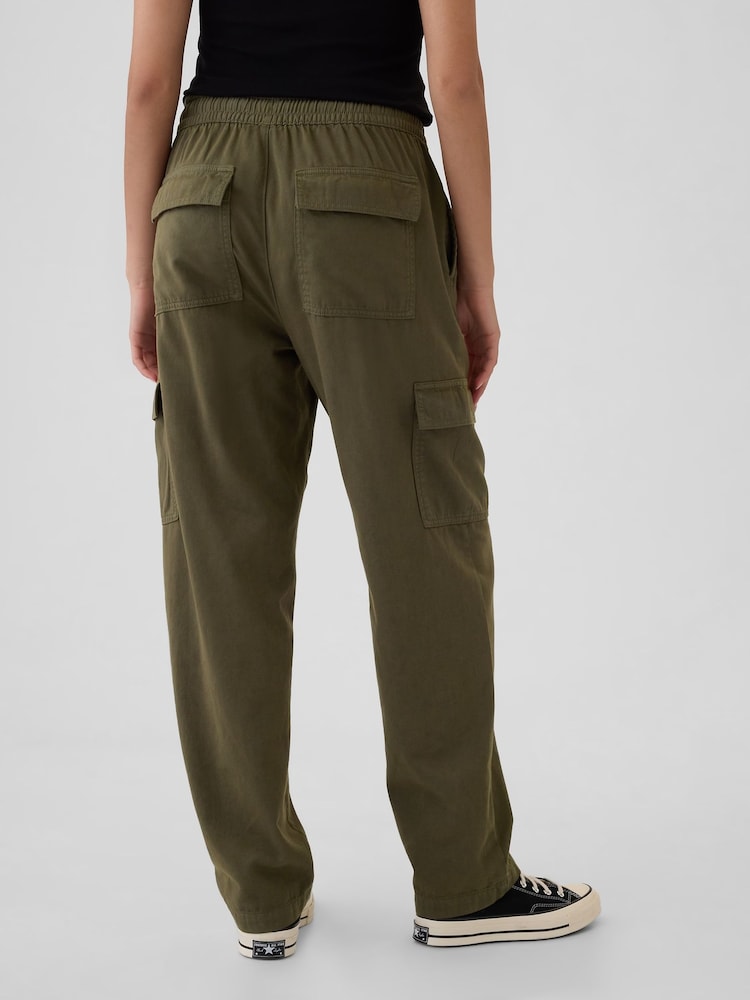 Gap Green Pull On Soft Twill Tapered Cargo Trousers - Image 2 of 5
