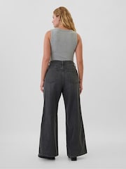Gap Black Wash Cotton High Waisted Wide Leg Jeans - Image 7 of 8