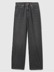 Gap Black Wash Cotton High Waisted Wide Leg Jeans - Image 8 of 8