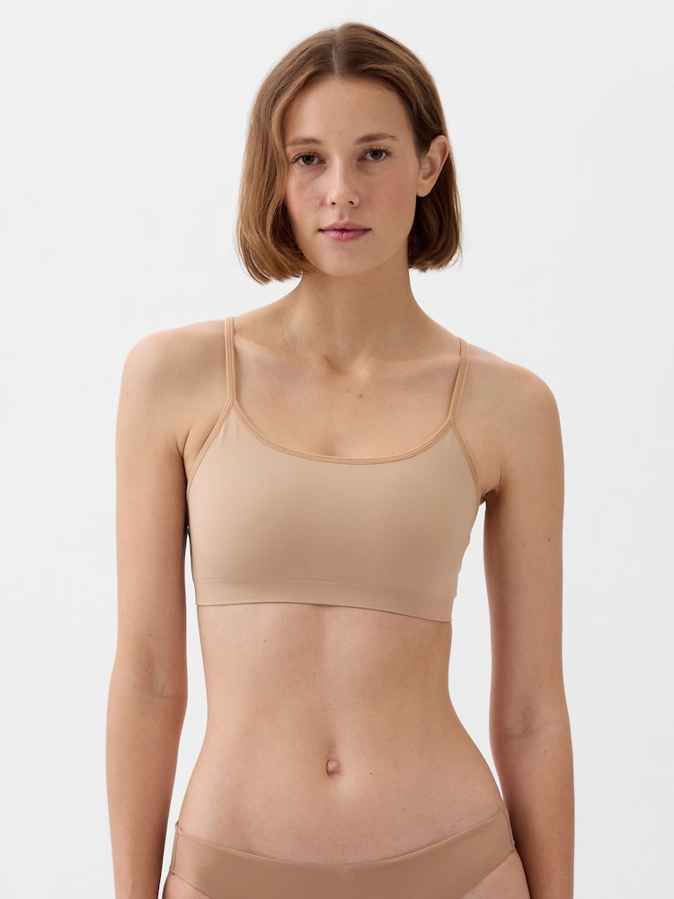 beis - Bralette de espalda cruzada sin costuras Gap - Imagen 1 de 4