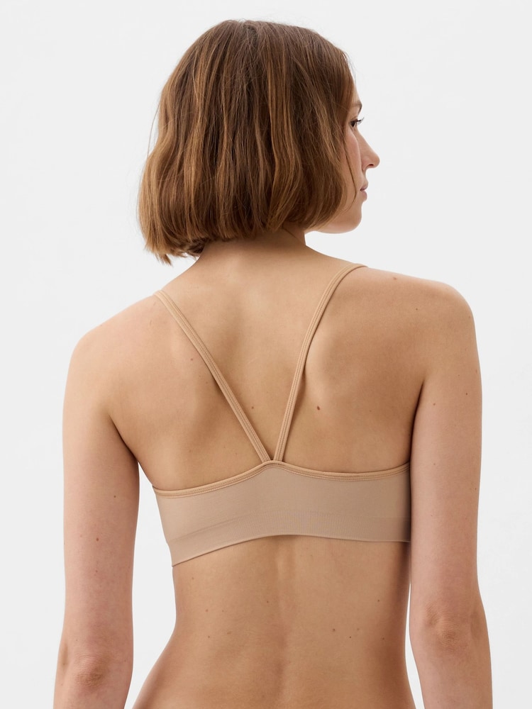 beis - Bralette de espalda cruzada sin costuras Gap - Imagen 2 de 4