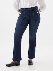 Gap Blue Mid Rise Stretch Button Detail Bootcut Jeans - Image 3 of 7