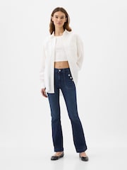 Gap Blue Mid Rise Stretch Button Detail Bootcut Jeans - Image 5 of 7