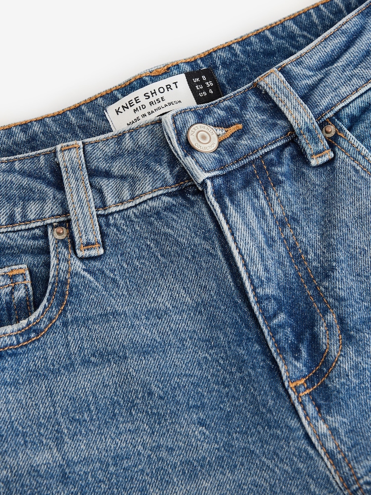 Mid Blue Hourglass Knee Length Bermuda Denim Shorts - Image 9 of 9