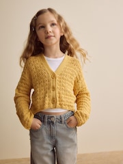 Ochre Yellow Knitted - سترة كارديغان بياقة حرف V (3-16 سنة) - صورة 1 من 7