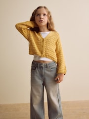 Ochre Yellow Knitted - سترة كارديغان بياقة حرف V (3-16 سنة) - صورة 2 من 7