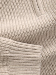 Neutral Regular Fit Lambswool Rich Rib Texture Zip-Neck Jumper - Image 7 of 7