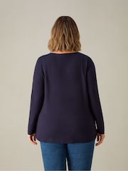 Live Unlimited Blue Curve 100% Cotton Slub V-Neck Long Sleeve T-Shirt - Image 3 of 3