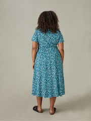 Blau - Live Unlimited Curve Abstract Wrap Midi Dress - Bild 2 von 4