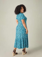 Blau - Live Unlimited Curve Abstract Wrap Midi Dress - Bild 4 von 4