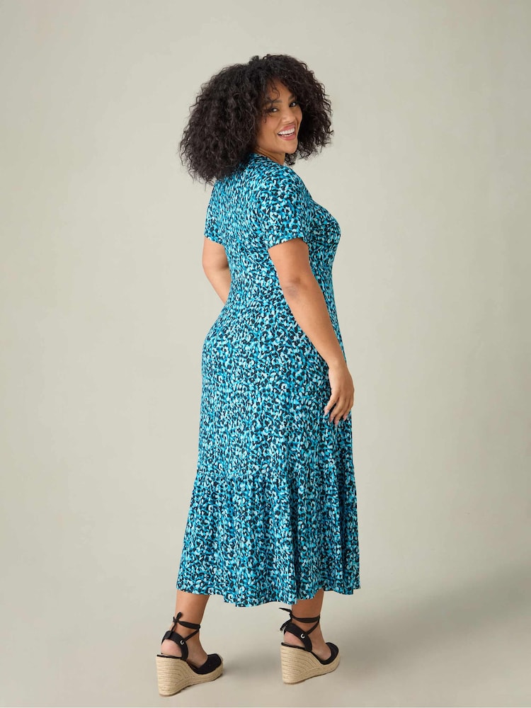 Blau - Live Unlimited Curve Abstract Wrap Midi Dress - Bild 4 von 4