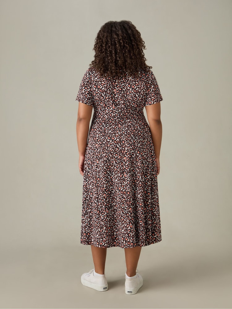 Rot - Live Unlimited Curve Abstract Wrap Midi Dress - Bild 2 von 3
