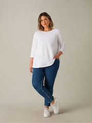Live Unlimited White Curve Slub Swing 100% Cotton Tunic Top - Image 1 of 3