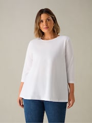 Live Unlimited White Curve Slub Swing 100% Cotton Tunic Top - Image 2 of 3