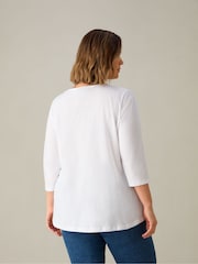 Live Unlimited White Curve Slub Swing 100% Cotton Tunic Top - Image 3 of 3