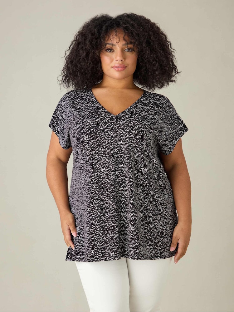 Schwarz/Dunkel - Live Unlimited Curve Mono Paisley Tunic - Bild 1 von 3