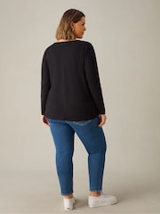 Live Unlimited Black Curve 100% Cotton Slub Round Neck T-Shirt - Image 3 of 3