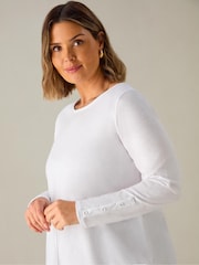 Blanco - Live Unlimited Curve 100% Cotton Slub Round Neck T-Shirt - Imagen 2 de 4
