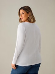 Blanco - Live Unlimited Curve 100% Cotton Slub Round Neck T-Shirt - Imagen 4 de 4
