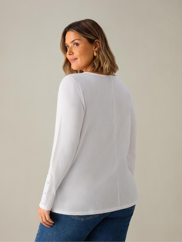 Blanco - Live Unlimited Curve 100% Cotton Slub Round Neck T-Shirt - Imagen 4 de 4