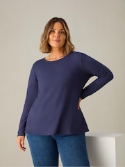 Azul - Live Unlimited Curve 100% Cotton Slub Round Neck T-Shirt - Imagen 1 de 3