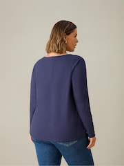 Azul - Live Unlimited Curve 100% Cotton Slub Round Neck T-Shirt - Imagen 3 de 3