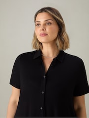 Live Unlimited Black Petite Curve Jersey Shirt Dress - Image 2 of 3