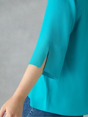 Live Unlimited Blue Curve Nehru Collar Top - Image 3 of 8