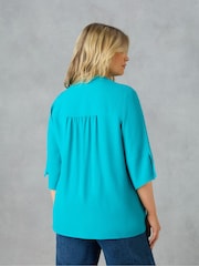 Live Unlimited Blue Curve Nehru Collar Top - Image 4 of 8