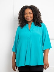 Live Unlimited Blue Curve Nehru Collar Top - Image 5 of 8