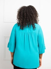 Live Unlimited Blue Curve Nehru Collar Top - Image 6 of 8