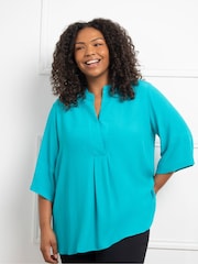 Live Unlimited Blue Curve Nehru Collar Top - Image 8 of 8