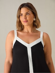 Live Unlimited Black Chrome Curve Abstract Spot Colourblock Hanky Hem Midi Dress - Image 4 of 6