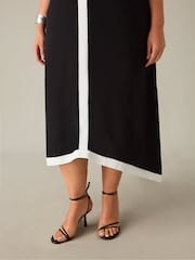 Live Unlimited Black Chrome Curve Abstract Spot Colourblock Hanky Hem Midi Dress - Image 5 of 6