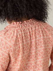 Live Unlimited Red Curve Geo Ruched Neck Blouse - Image 3 of 4