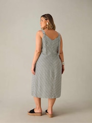 Live Unlimited Black Curve Mono Stripe D-Ring Midi Dress - Image 3 of 3