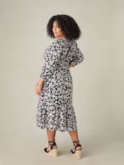 Live Unlimited Black Curve Floral V-Neck Midi Dress - Image 4 of 4