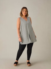 Live Unlimited Black Curve Chevron Stripe Split Front Tunic - Image 1 of 4