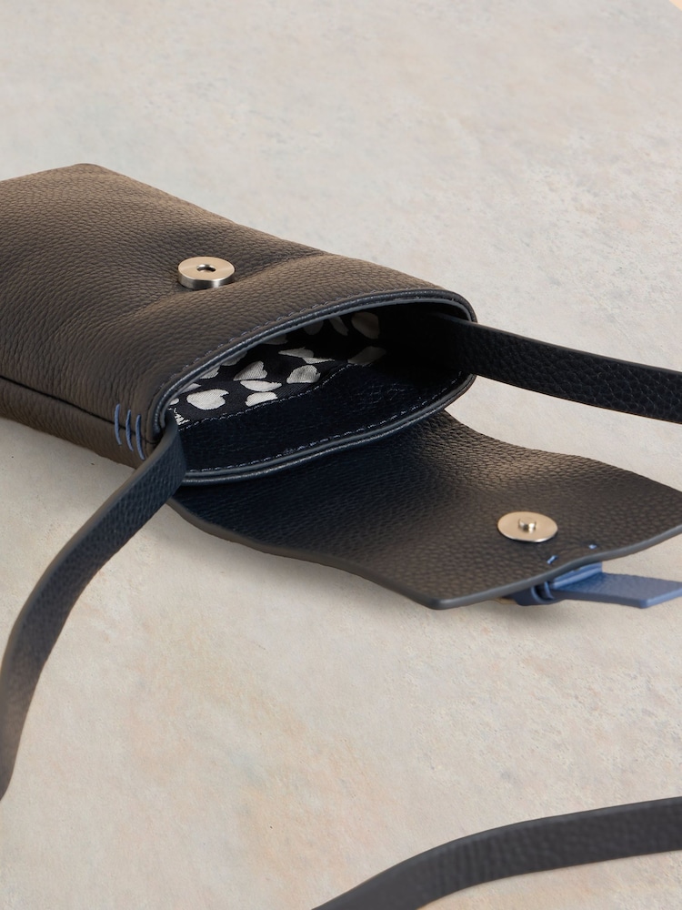 White Stuff Blue Clara Buckle Leather Phone Bag - Image 4 of 4