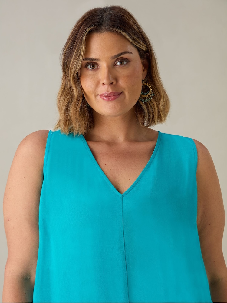 Live Unlimited Turquoise Blue Curve Split Front Tunic - Image 2 of 5