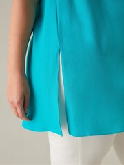 Live Unlimited Turquoise Blue Curve Split Front Tunic - Image 3 of 5
